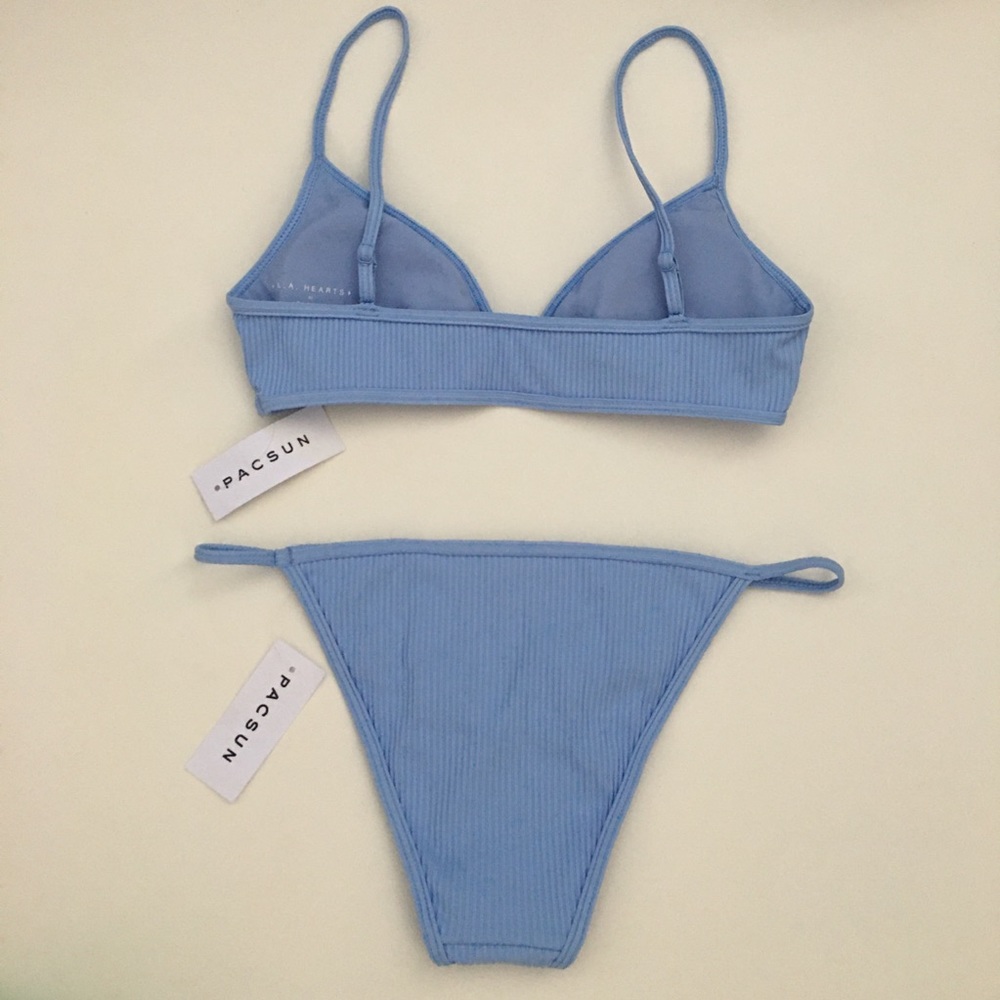 ❤️ SOLD LA Hearts Ribbed Bikini Set Sz S / M - Picture 5 of 5